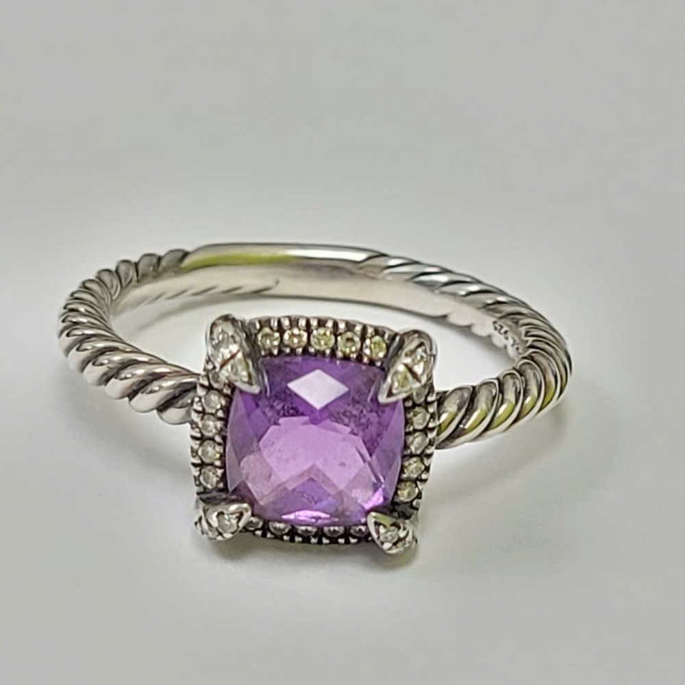 David Yurman Petite Chatelaine Pave Bezel silver Ring size 7 1/2